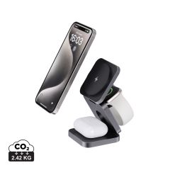 Terra RCS recycled aluminium foldable 3 in 1 15W charger, grey, XDP308.6402