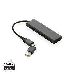 Terra RCS reciklirani aluminijski središnji dio s 3 USB priključka, siva, XDP308.682