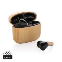 Bamboo TWS earbuds with RCS recycled plastic, brown, XDP329.939