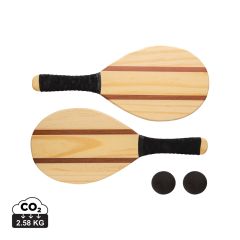 Wooden frescobol tennis set, brown, XDP453.509