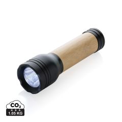 Torcia Lucid 1W certificata RCS in plastica riciclata e bambù, nero, XDP513.771