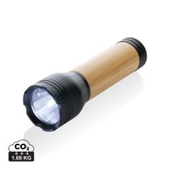 Lucid 3W RCS zertifizierte recycelte Kunststoff- & Bambus-Taschenlampe, Schwarz, XDP513.781