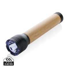 Lucid 5W RCS zertifizierte recycelte Kunststoff- & Bambus-Taschenlampe, Schwarz, XDP513.791