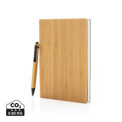 Set quaderno e penna in bambù A5, marrone, XDP772.159