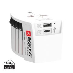 Adattatore da viaggio SKROSS World MUV 2 poli con USB A e C, bianco, XDRB1.302962