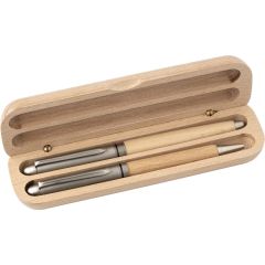 Set da scrittura, penna a sfera e penna roller ball, marrone, V0069-16