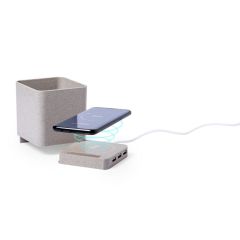 Wheat straw wireless charger 5W, USB hub 2.0, pen holder, phone stand, mixed, V0116-00