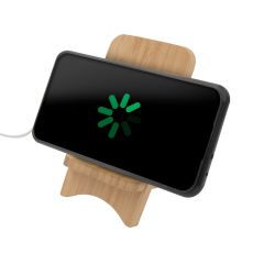Foldable bamboo wireless charger 10W BRIGHT, phone stand | Barbra, brown, V0189-17