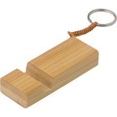 Portachiavi in bambù, supporto per telefono, marrone, V0282-16