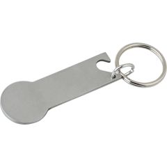 Portachiavi con moneta per carrello della spesa, apribottiglie, argento, V0290-32