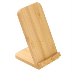 Bamboo wireless charger 10W BRIGHT, phone stand | Wilder, brown, V0349-17