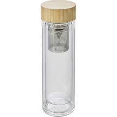 Thermos in vetro da 420 ml con filtro per fermare i residui, beige, V0774-18