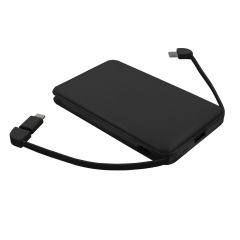 Power bank 5000 mAh with integrated cables, adapter included | Presley, black, V0905-03