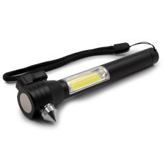 Torcia demergenza 1 LED COB, taglierina per cintura di sicurezza, martello di sicurezza | Flint, nero, V0925-03