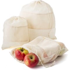 Organic cotton bag set for fruits and vegetables, 3 pcs, mixed, V0945-00