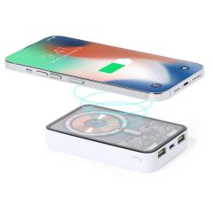 Magnetic wireless power bank 5000 mAh, wireless charger 15W, white, V1335-02