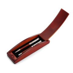 Set da scrittura, penna a sfera e penna roller ball, marrone, V1357-17