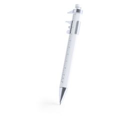 Penna a sfera multifunzionale, righello, strumento di misurazione, bianco, V1772-02