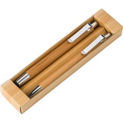 Bamboo writing set, ball pen with touch pen and mechanical pencil, brown, V1803-16