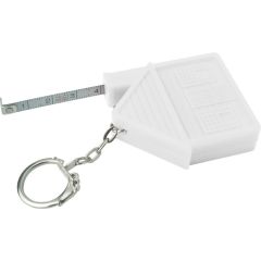 Portachiavi a forma di casa, metro a nastro 2m, bianco, V2088-02