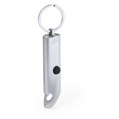 Portachiavi in alluminio riciclato, apribottiglie, luce LED, argento, V2106-32