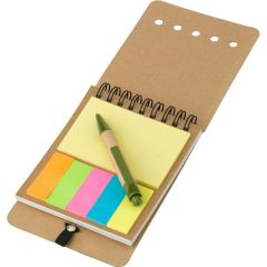 Držalo za zapiske, zvezek približno A6, samolepilni listki, kemični svinčnik, svetlo zelena, V2816-10