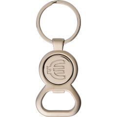 Portachiavi con moneta per carrello della spesa, apribottiglie, argento, V4093-32