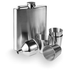 Taschenflasche 220 ml, Becher 30 ml, Trichter, Silber, V4565-32