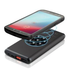 Bežični power bank 10000 mAh Mauro Conti s usisnim čašama, bežični punjač 10W | Stef, crno, V4833-03