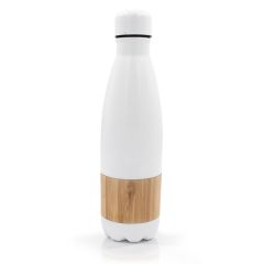 Termo boca 500 ml s detaljem od bambusa | Blake, bijela, V4855-02