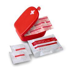 First aid kit in plastic case, 5 pcs, red, V5475-05