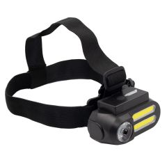 Torcia frontale con luce LED e COB | Chad, nero, V7198-03