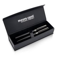Set da scrittura Mauro Conti, penna a sfera e penna roller ball | Wirr, nero, V7238-03