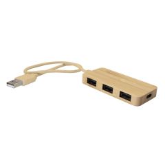 Bamboo USB and USB-C hub BRIGHT | Kenzie, brown, V7283-17