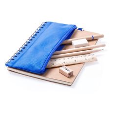 Schulset, Federtasche, 2 Bleistifte, Kugelschreiber, Notizbuch, Lineal, Radiergummi und Spitzer, navyblau, V7870-04
