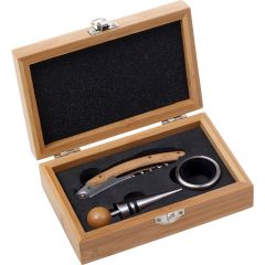 Set da vino in bambù, 3 pz, marrone, V7986-16