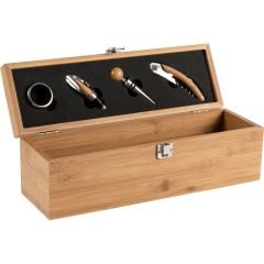 Set da vino in bambù, 4 pezzi, scatola per vino, marrone, V7989-17