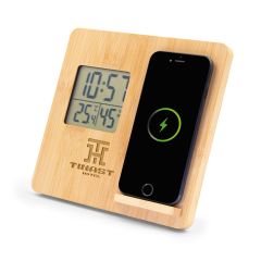 Bamboo wireless charger 10W, weather station | Kahele, beige, V8328-18