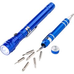Werkzeugsatz, Schraubendreher, 8 Bits, 3 LED Teleskop-Taschenlampe, V8763