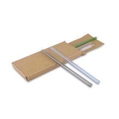 Set di cannucce riutilizzabili in vetro BRIGHT, 4 pezzi, spazzola per la pulizia con piatto per personalizzazione inclusa | Lea, misto, V8892-00