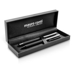 Set da scrittura Mauro Conti, penna a sfera e penna roller ball | Willie, nero, V9346-03