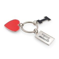 Heart-shaped keyring I love ... with a metal plate | Lydus, silver, VA093-32