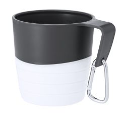 Tazza da viaggio pieghevole da 340 ml con clip a moschettone, bianco, VA669-02