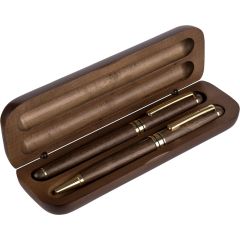 Set da scrittura, penna a sfera e penna roller ball, marrone, VB206-16
