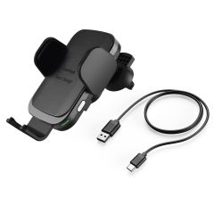 Mobile phone holder for car, wireless charger 10W Hama, black, VH034-03