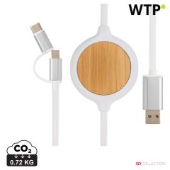 3-in-1 cable with 5W bamboo wireless charger, white, XDP302.253