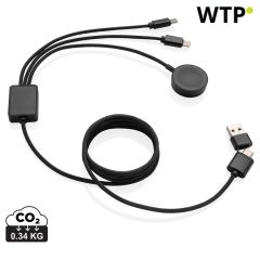 Terra RCS rPET 6-v-1 polnilni kabel 60W z napravo za polnjenje ur, siva, XDP302.5902