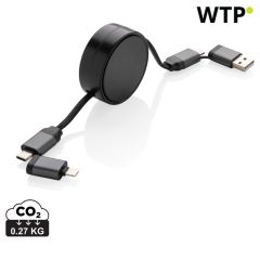 Terra RCS recycled aluminium retractable 6 in 1 60W cable, siva, XDP302.752