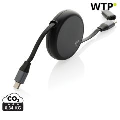 Terra RCS recycled aluminium retractable 240W 2-in-1 cable, črna, XDP302.7701