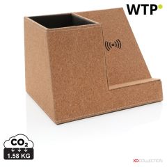 Držalo za svinčnike iz plute in 5W brezžični polnilec, bež, XDP308.199